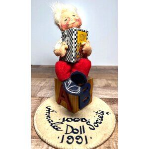 Vintage 1991 Annalee Mother Goose Collectible Doll with Book & Wooden Blocks